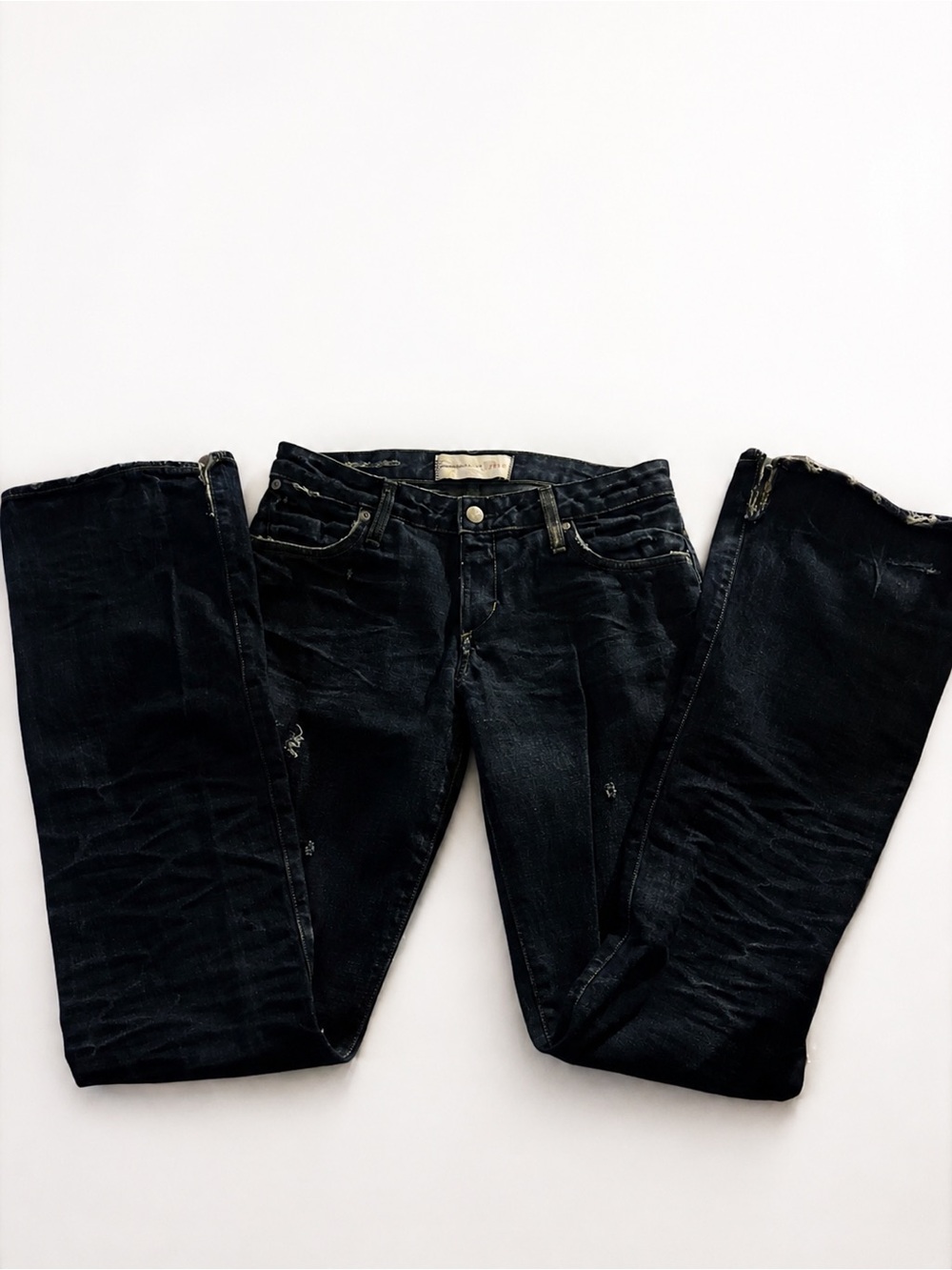 low rise dark navy blue paper denim & cloth flared jeans